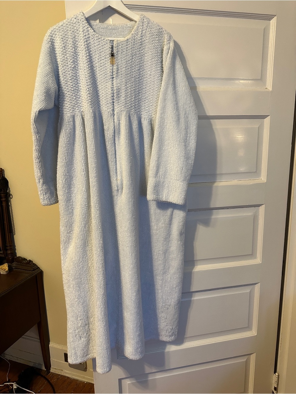 Delicates Light Blue Textured Knit Long Robe